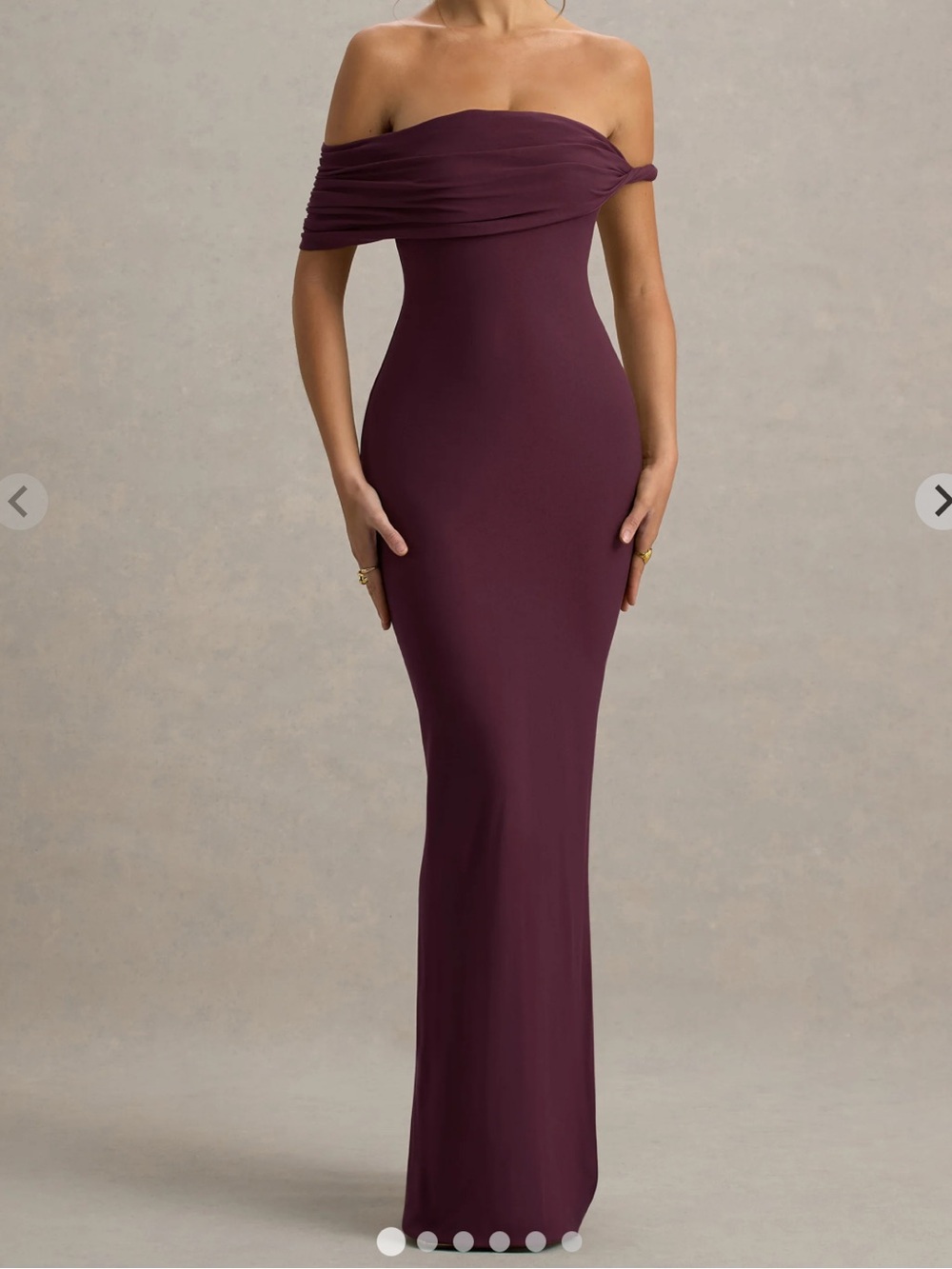 Club L London Melika Burgundy Twisted Bardot Maxi Dress